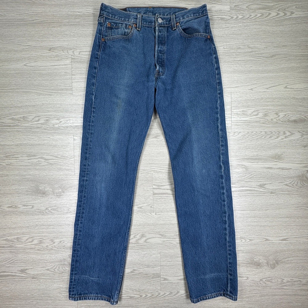 Levis Mens Jeans 501‎ Straight Leg Blue 32x34 Button Fly Denim Workwear